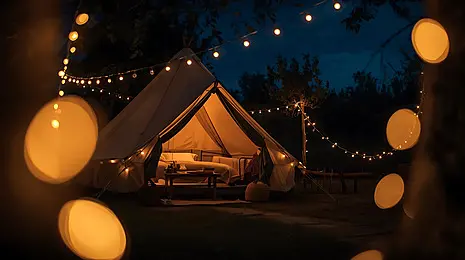 Cozy evening atmosphere with warm lighting for relaxation